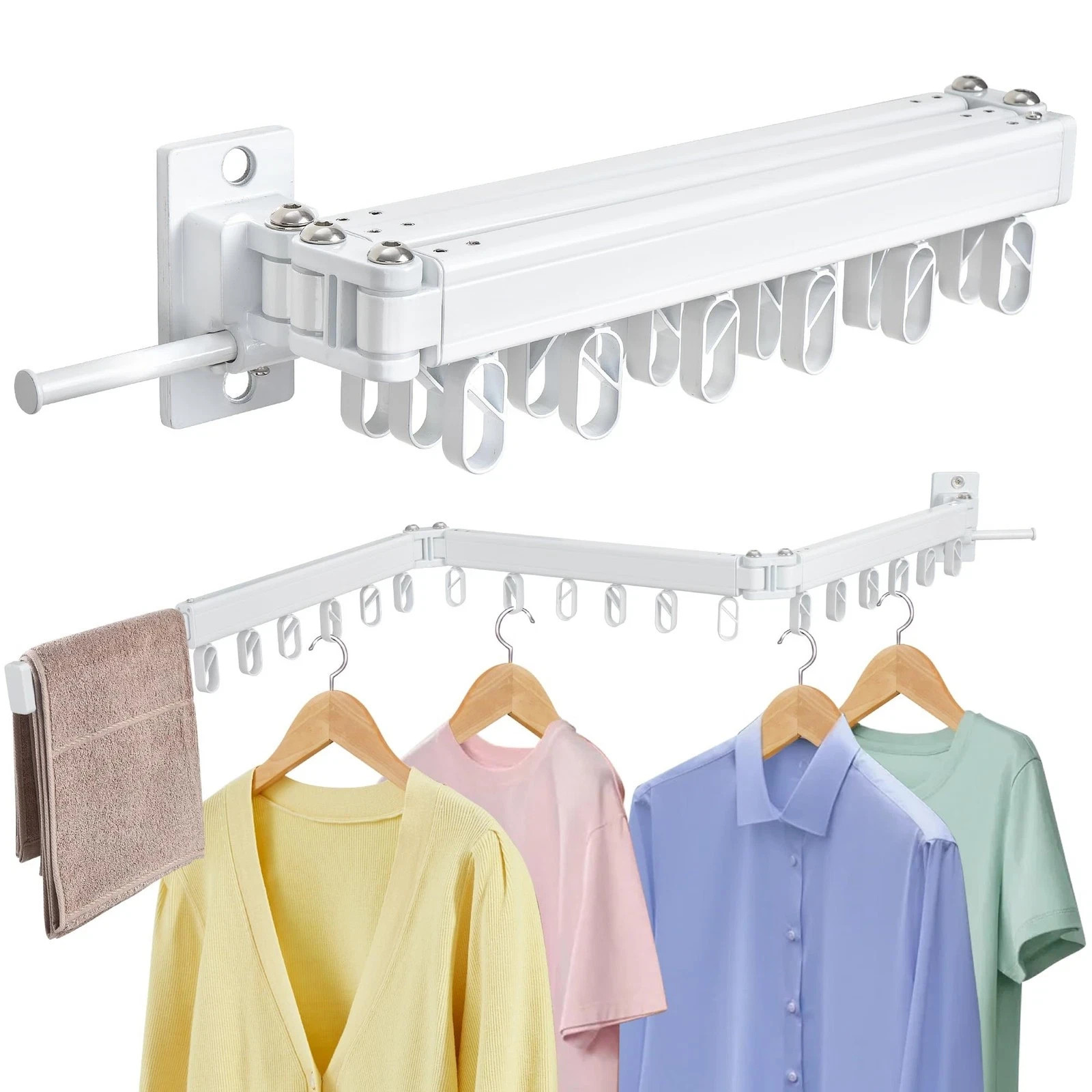 Clothes Drying Rack Wall Mounted Foldable, Retractable & Collapsible(Tri-Fold...