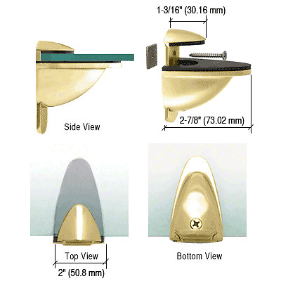 CRL DL661BR Polished Brass Heavy-Duty Adjustable Shelf Bracket