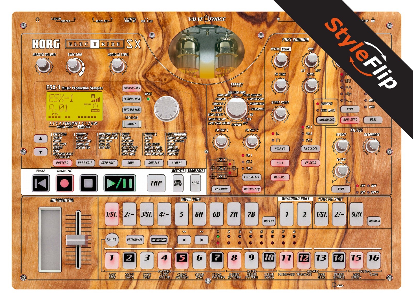 Korg Electribe SX SD | Wood 6 | Protective Decal | StyleFlip Skins