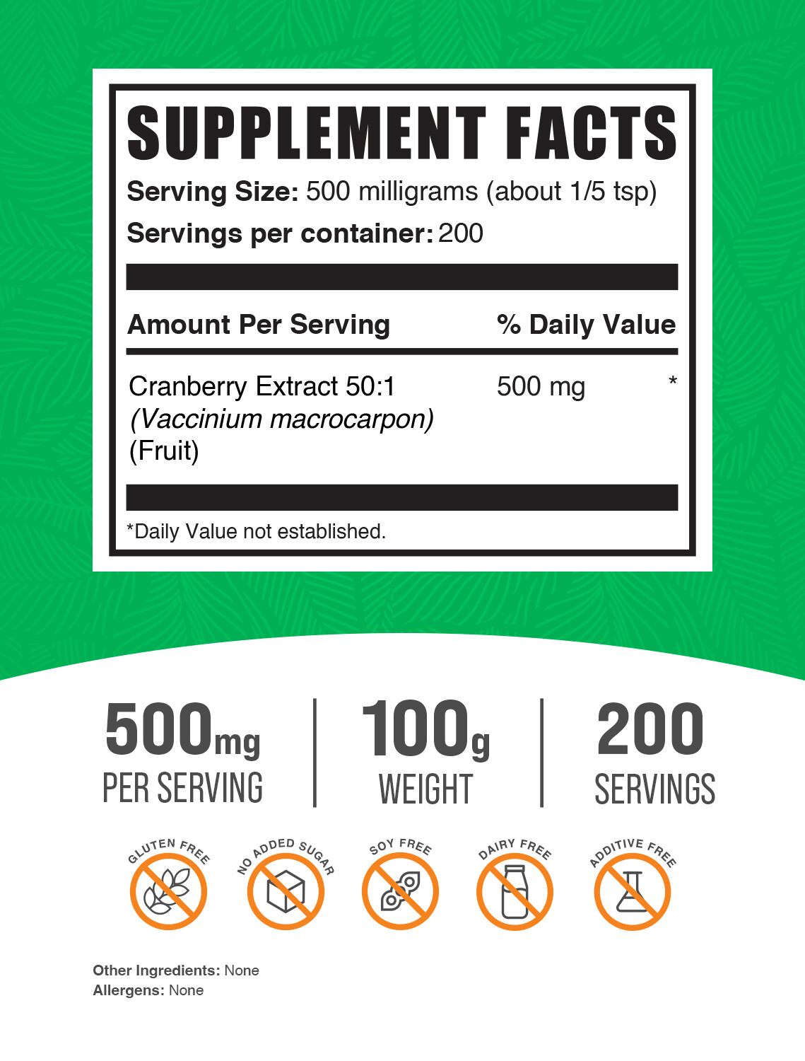 BulkSupplements Cranberry Extract Powder - 500mg Per Serving
