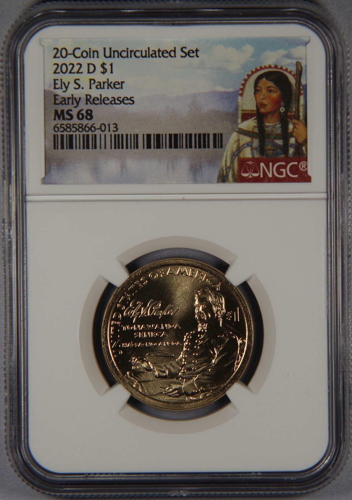 2022-D Ely S. Parker Native American Sacagawea $1 Dollar NGC MS68 Early Releases