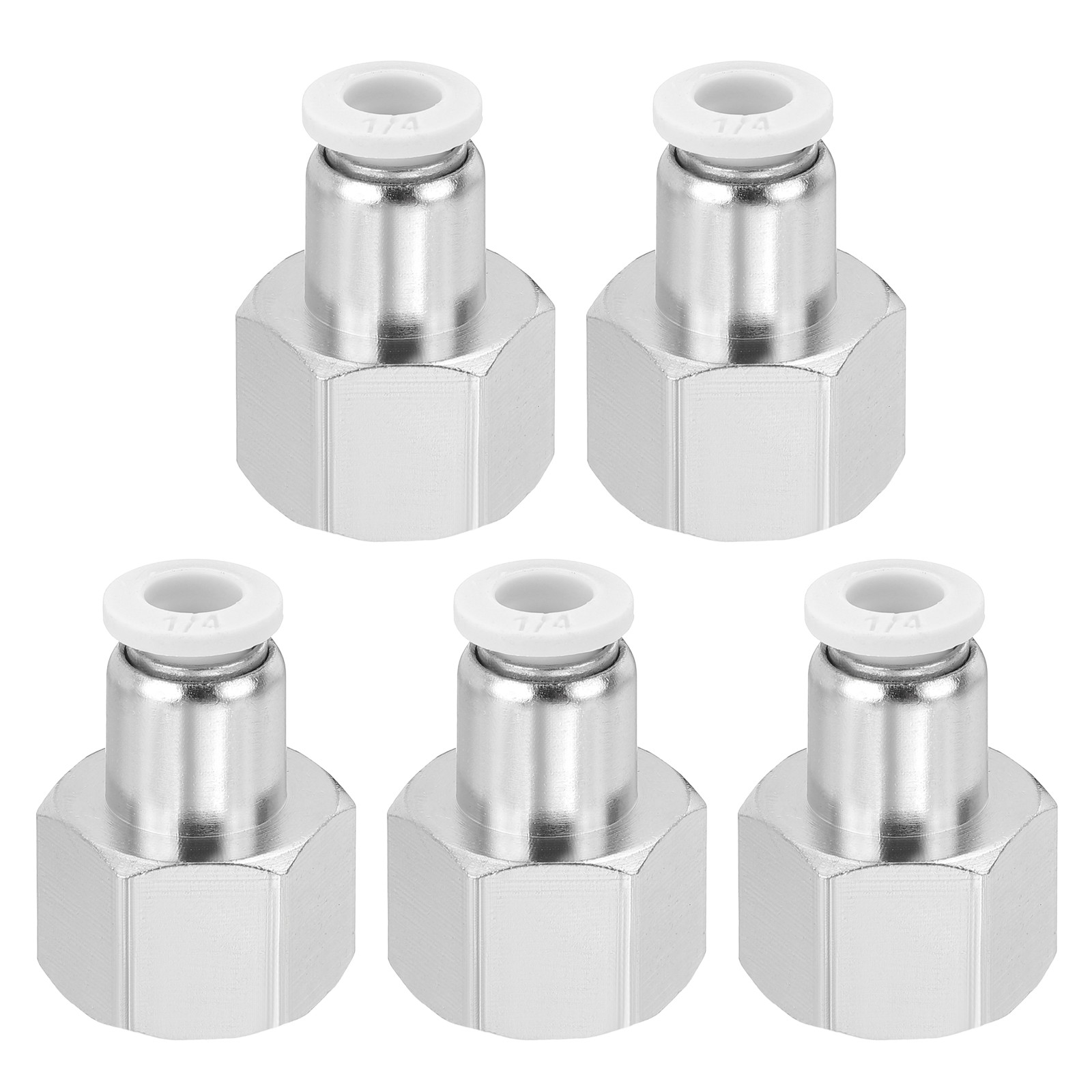 5 Pcs NPT Female 1/4 Inch OD x 3/8" NPT Thread Push to Connect Fittings, White