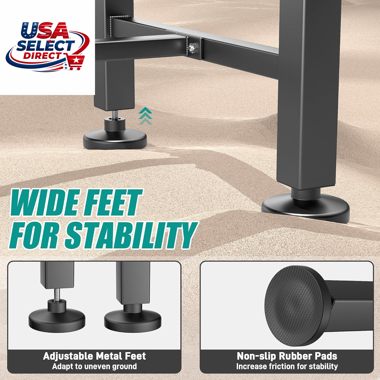 Adjustable Height Workbench for Garage, Heavy Duty Rubber Wood Top
