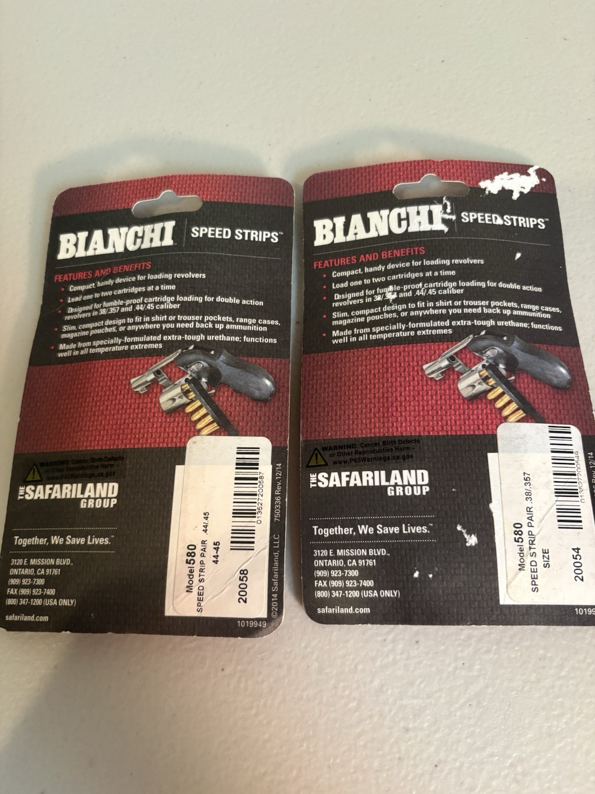 Two Packages Bianchi Speed Strips Model 580 For .38/.357