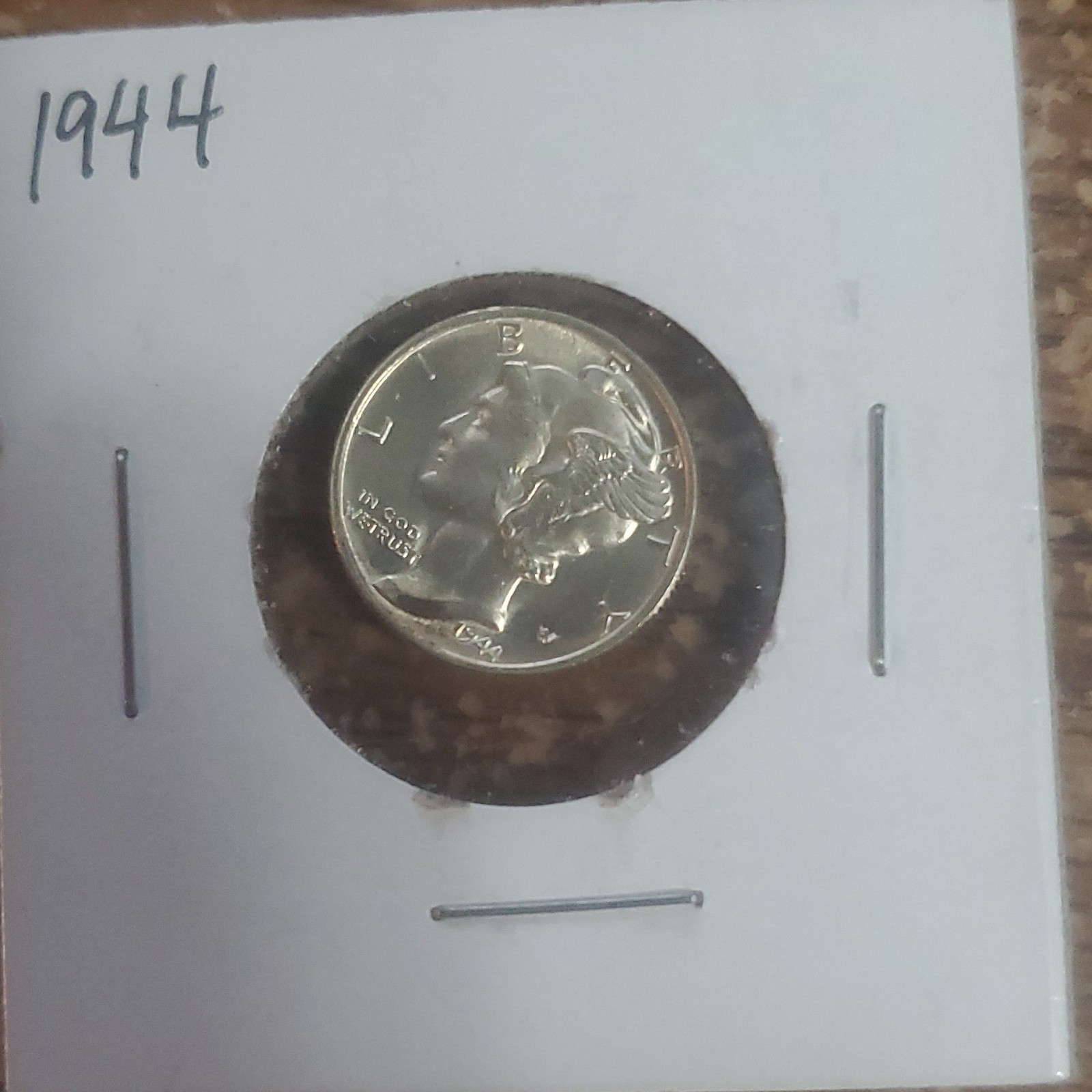 Mercury (Winged Liberty Head) Dime Coin 10C 1944 Uncertified in 2x2 Holder