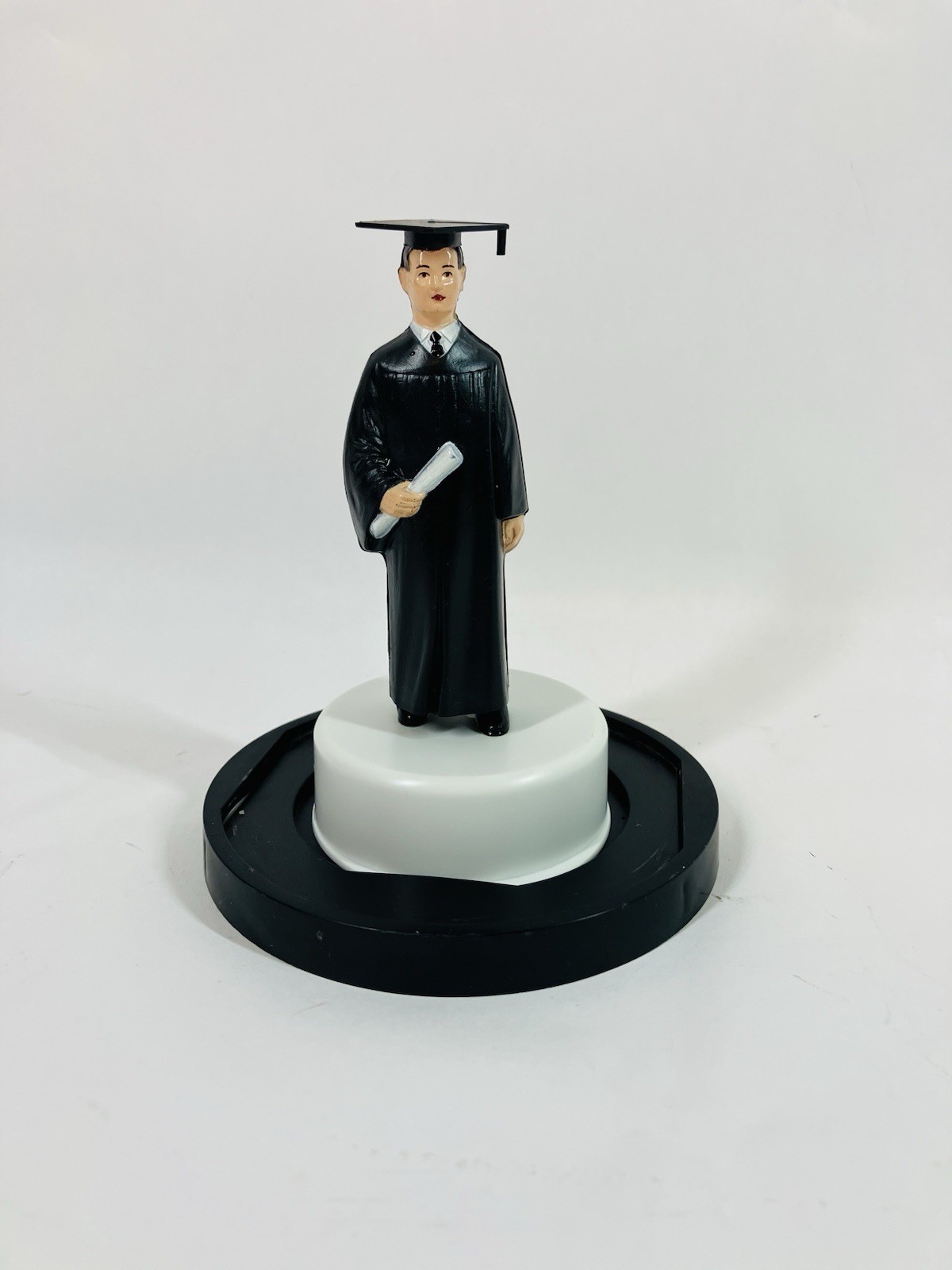 Vintage 5” Graduation Cake Topper Boy On Base Plastic