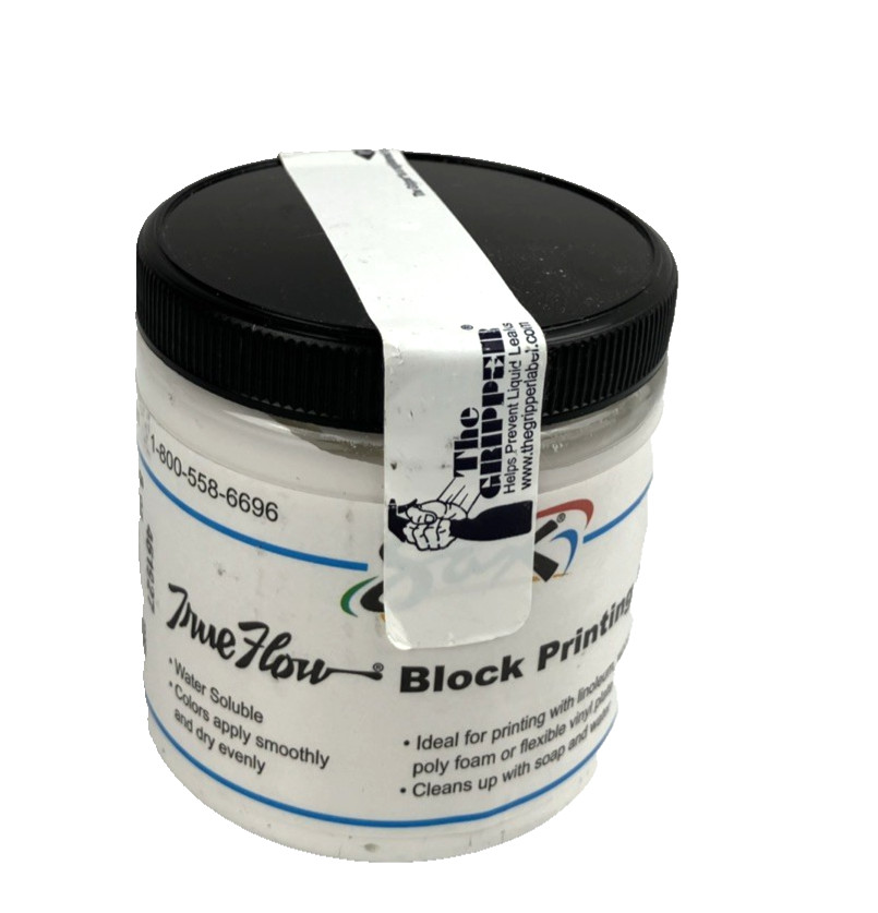 Sax True Flow Block Printing Ink White 8 oz Water Soluble Printmaking Linoleum