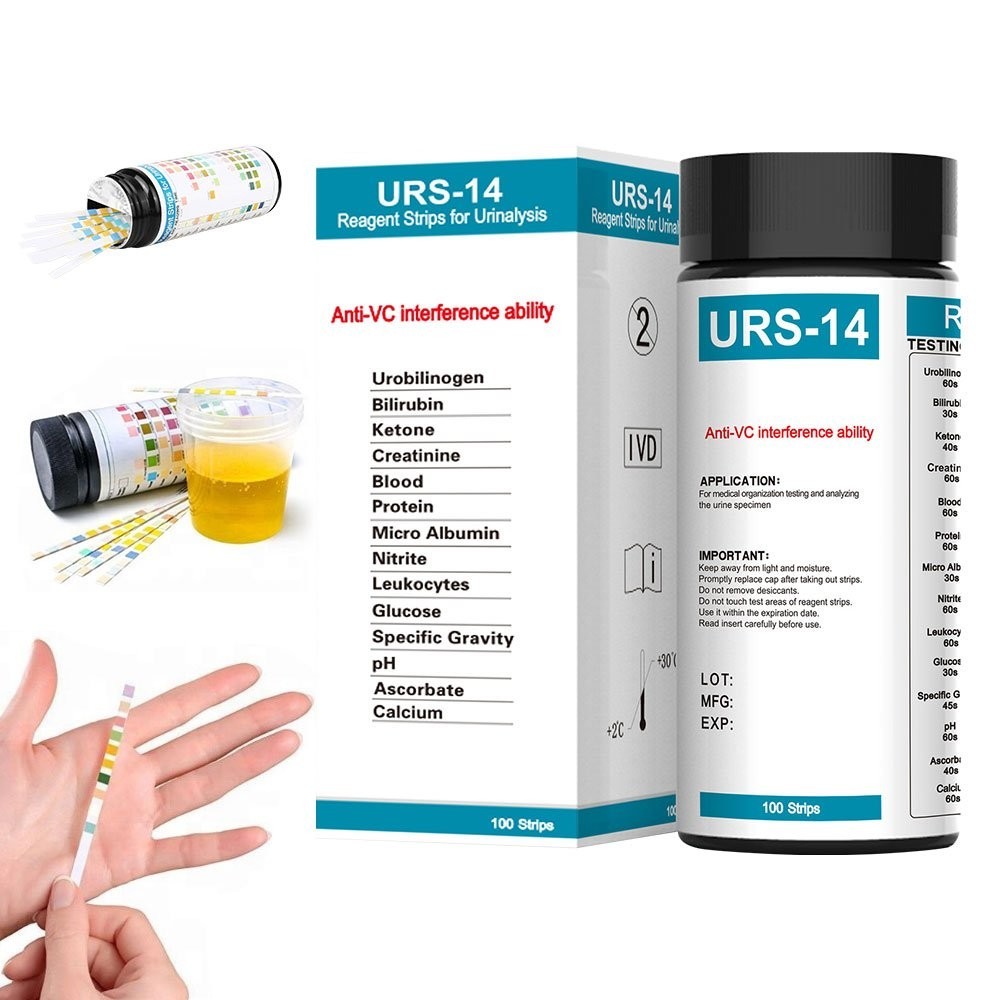 14-in-1 Urinalysis Test Strips 14 Parameter Urine Test Strips-100 Strips in 1Box