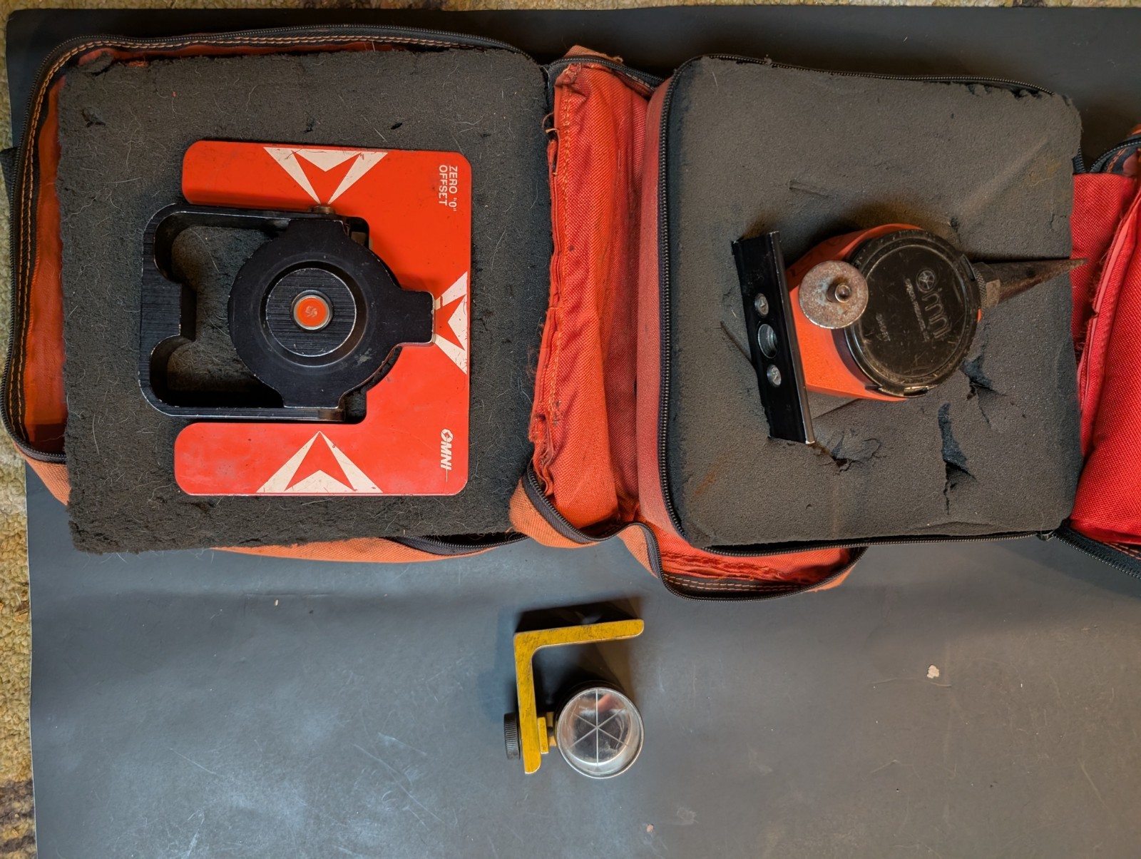 🔥 VTG SURVEY PRISM TOOL LOT W/ PROTECTIVE BAGS Topcon & Omni PARTS REPAIR USE