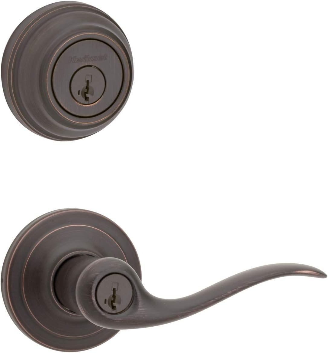 Kwikset 991 Tustin Entry Lever Deadbolt Combo SmartKey Venetian Bronze 99910-041