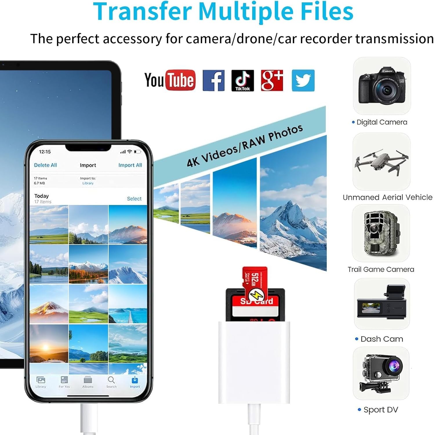 Two-Way SD Card Reader for iPhone - Quick Transfers and Universal Compatibility