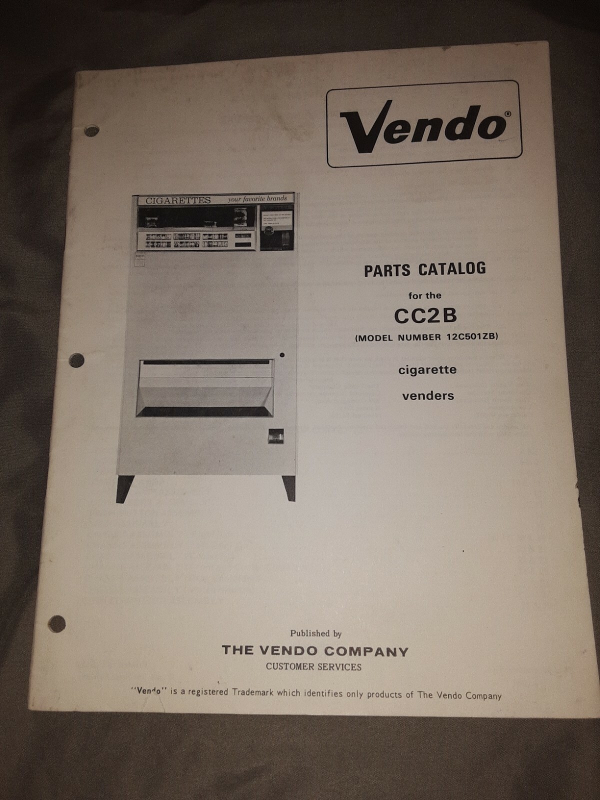 1968 Vendo CC2B Cigarette Vendor Parts Catalog