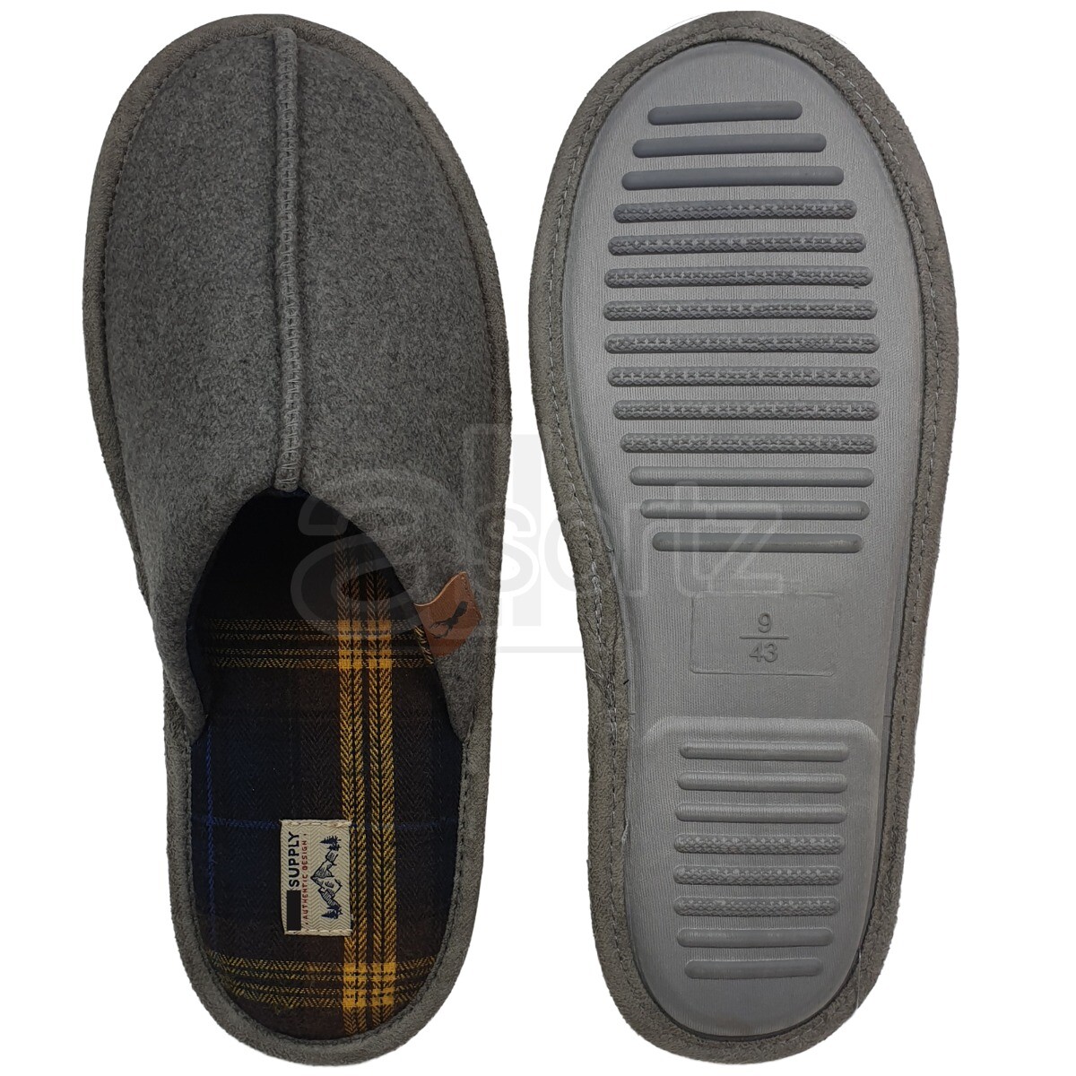 Mens Gents Slippers Grey Mules Memory Foam Shoes Next Day Fathers Birthday Size