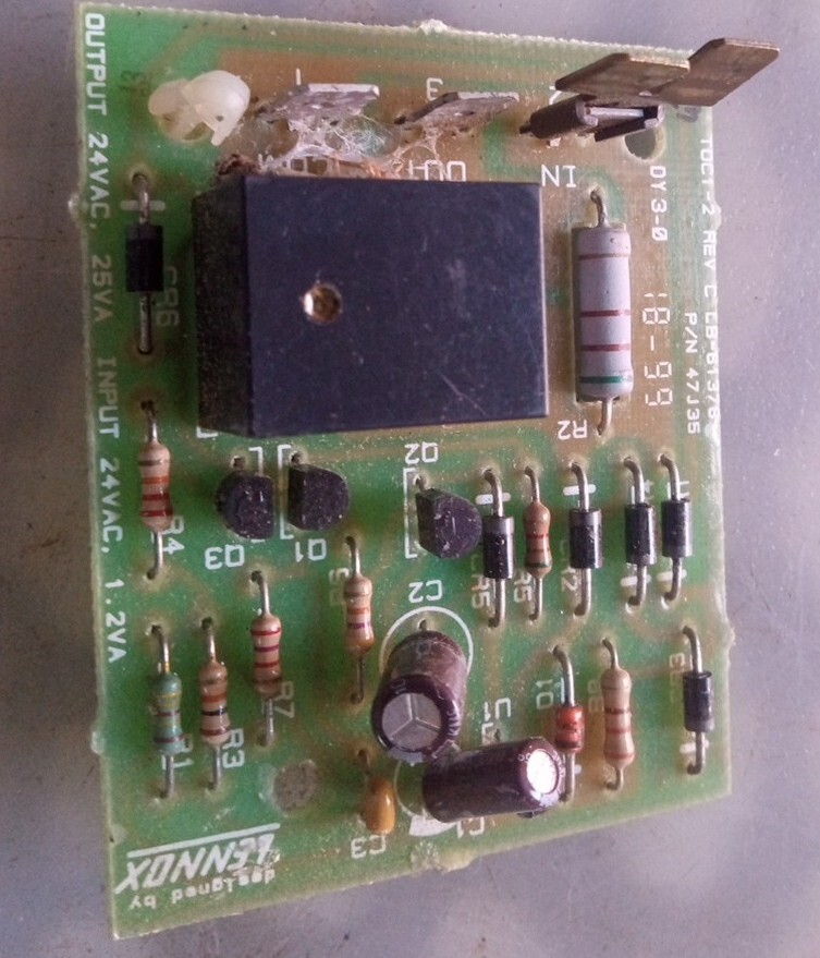 LENNOX TOC1-2 C REV LB-61378 P/N 47J35 Timed Off Control Circuit Board #22