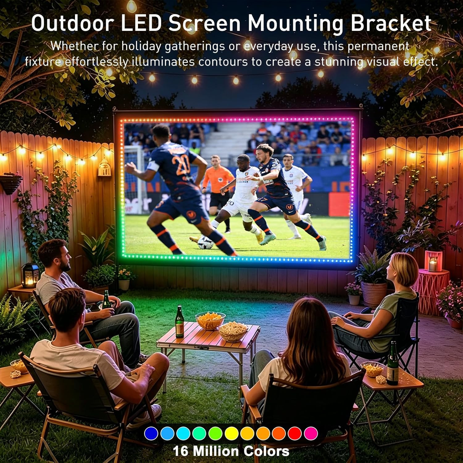 150 inch Projector Screen with Stand, USB String Lights Connection 16:9 4K HD Po