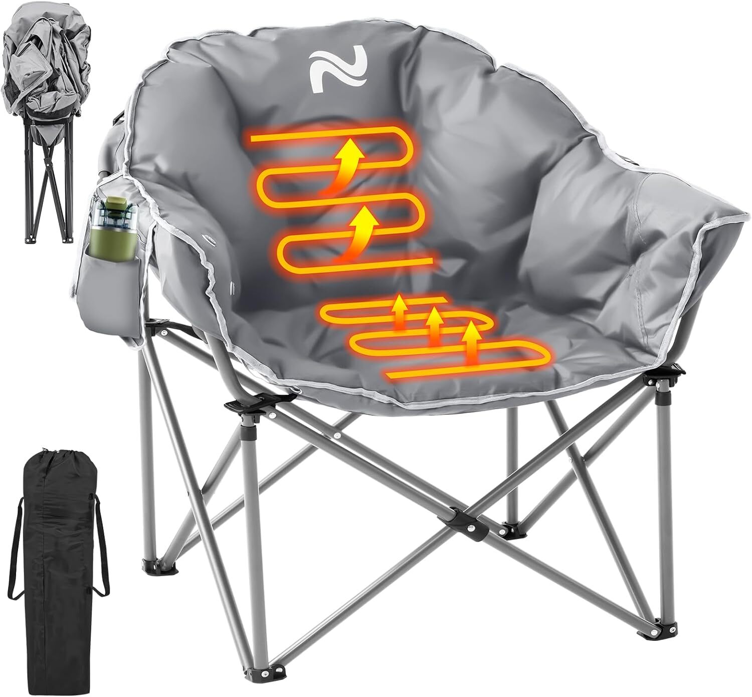 MOPHOTO Oversized Heated Camping Chair, Patio Lounge Chairs with 3 Heat Levels