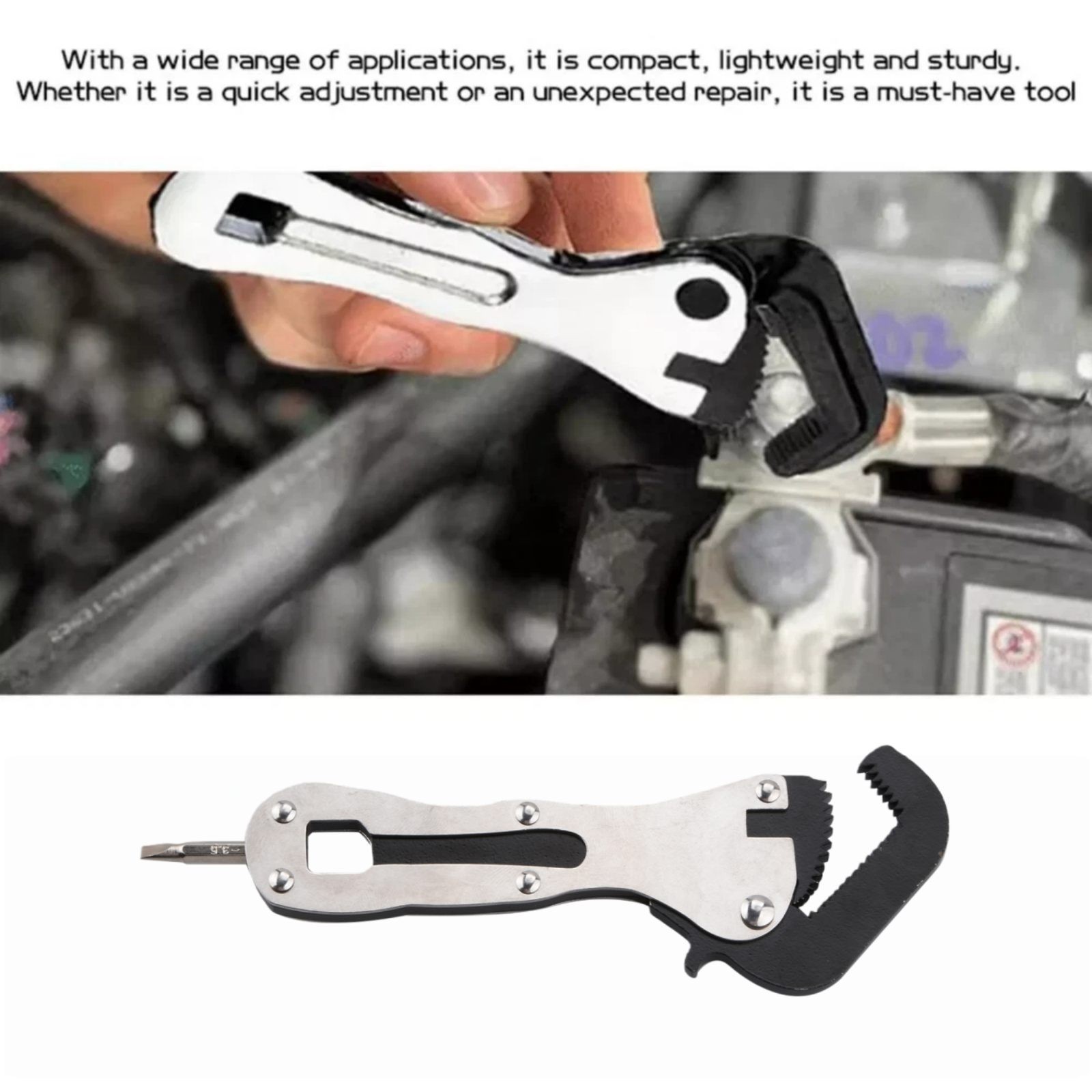 Micro Self Adjusting Wrench Silver Miniature Short Handle Tool 5/16" to 3/4"