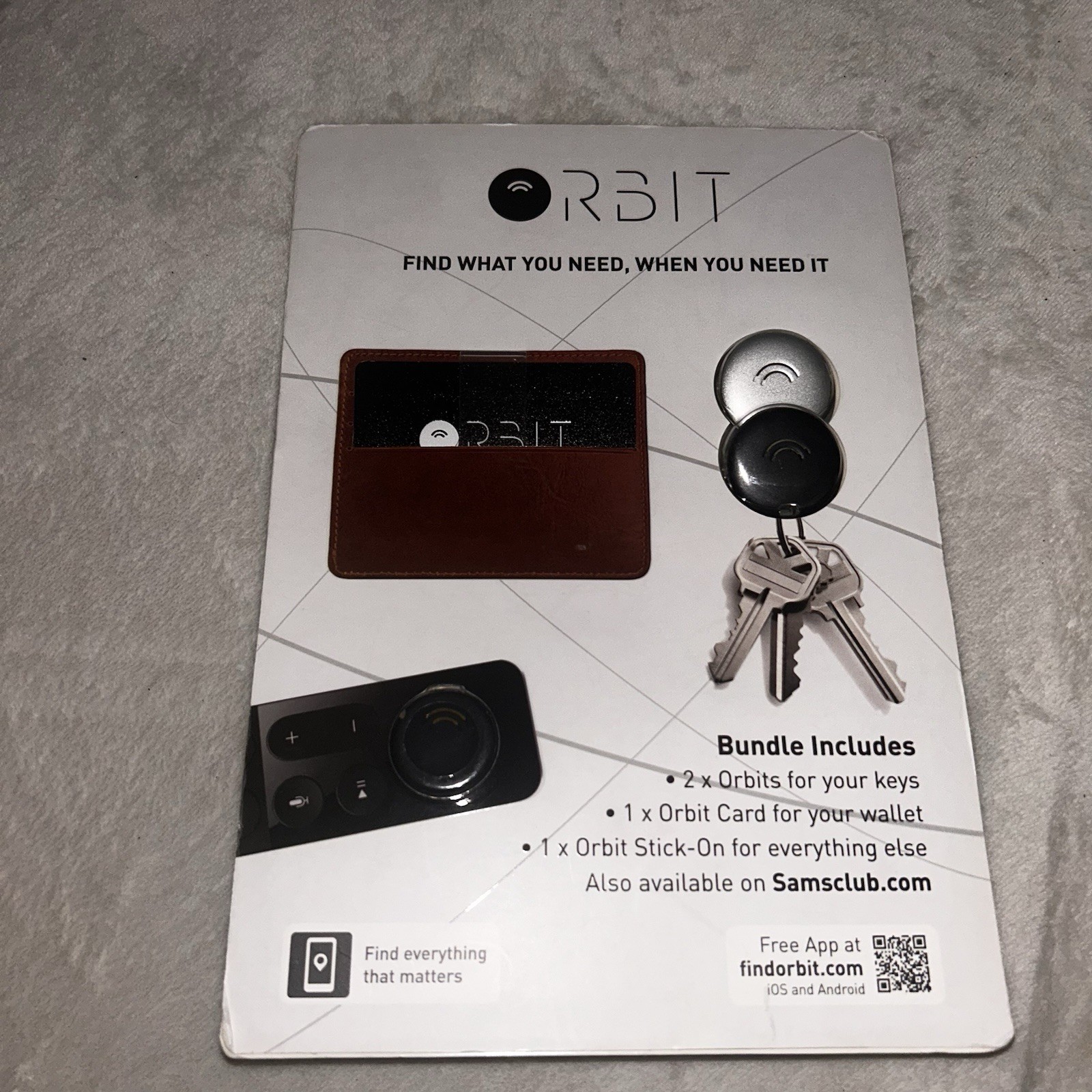 Orbit Find Everything Tracker Bundle-  2 Keys, 1 Card and 1 Stick On