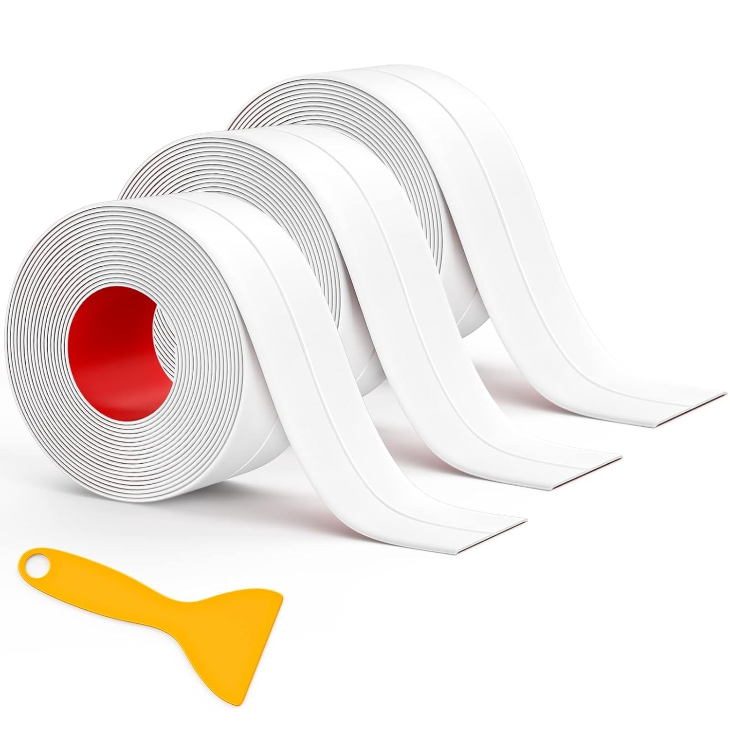 Caulk Tape, 3 Roll Self Adhesive Caulk Strip Waterproof, Caulking Sealant Tape f
