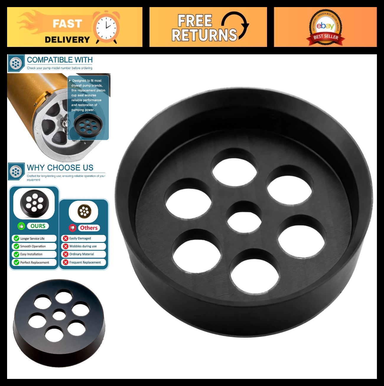 Drywall Loading Pump Seal - Universal Fit, Compatible with Most Brands, Part #72