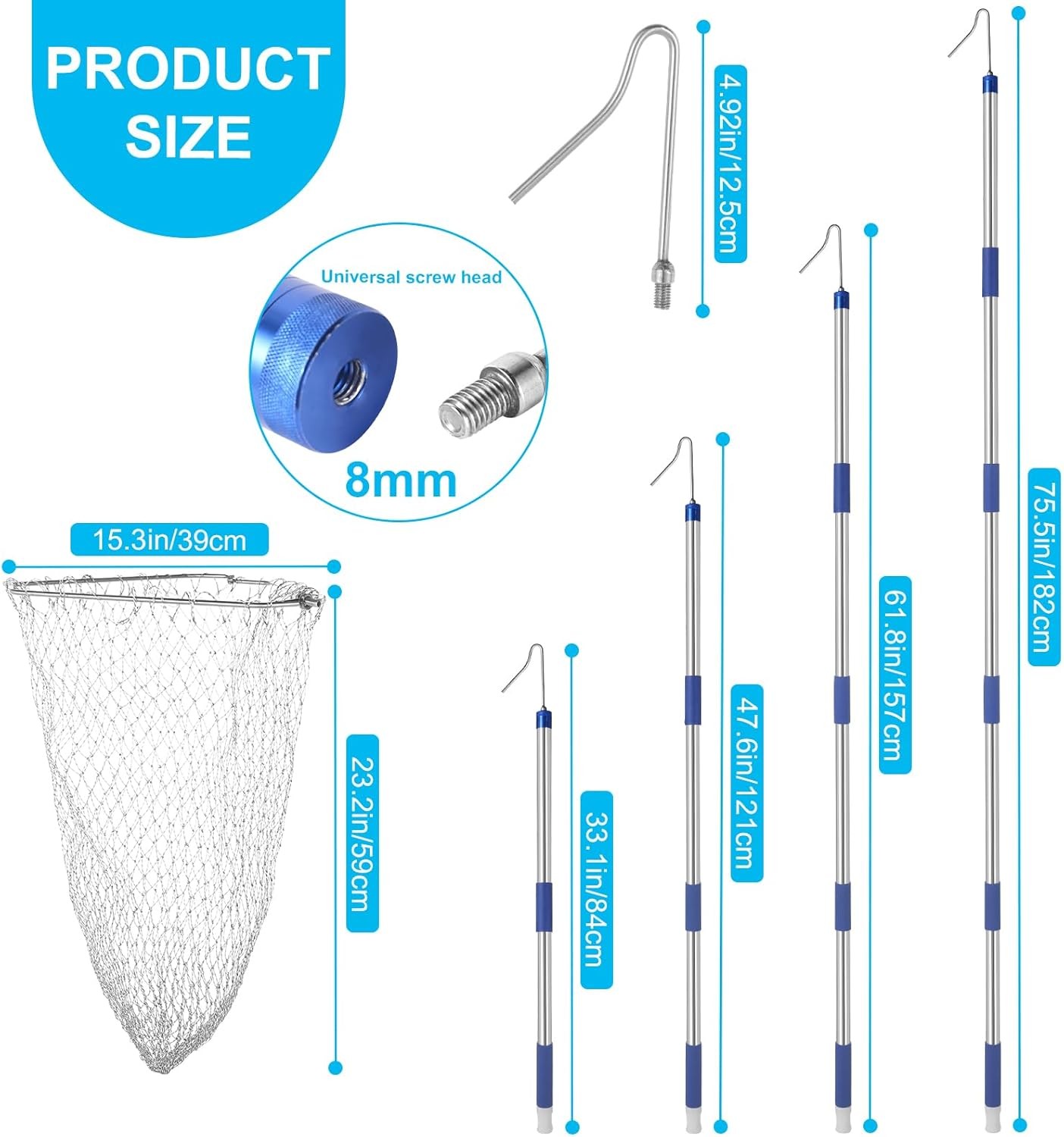 Chicken Catching Net Extendable from 33" to 75" Chicken Catcher Leg Hook | Anim