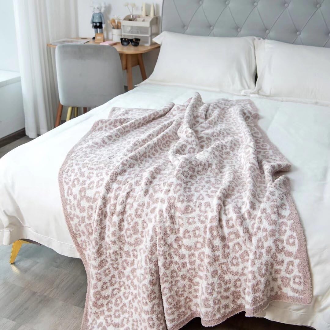 Ultra Soft Leopard Throw Blanket for Couch, Lightweight Warm Fluffy Reversibl...