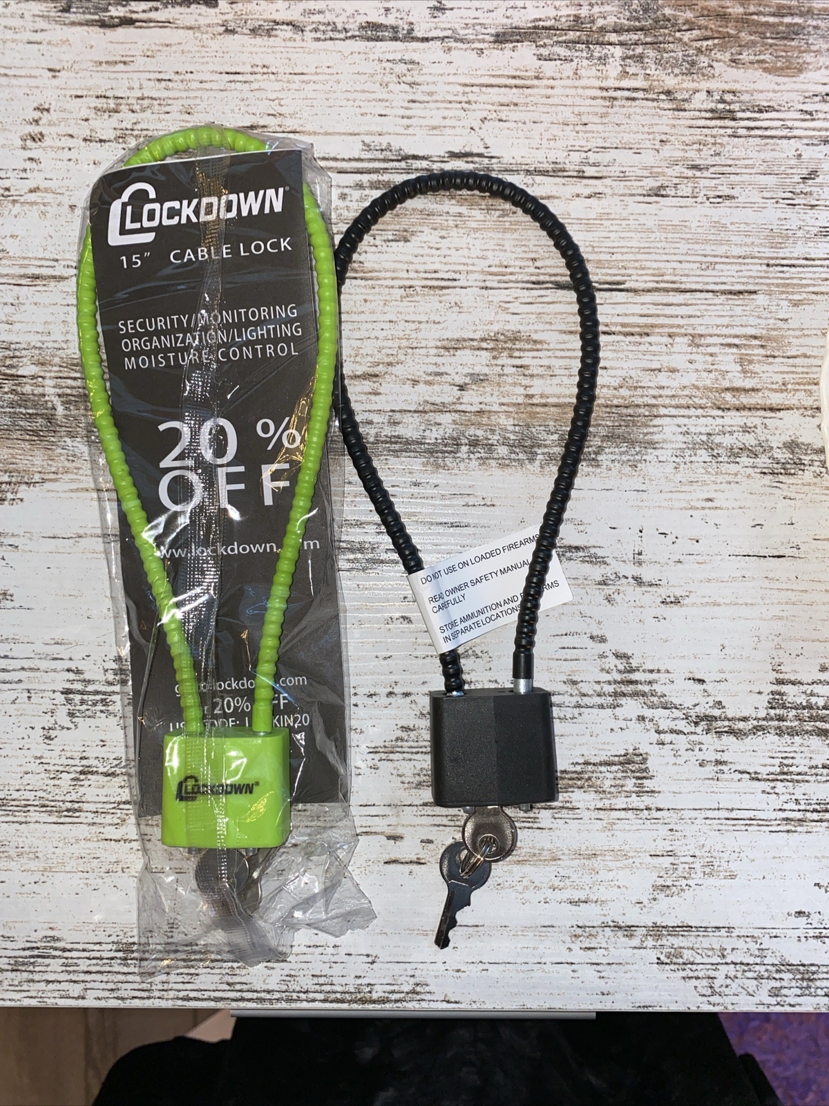 Firearm Handgun Rifle Shotgun Gun Cable Lock 15" Lockdown Brand New 2 Locks