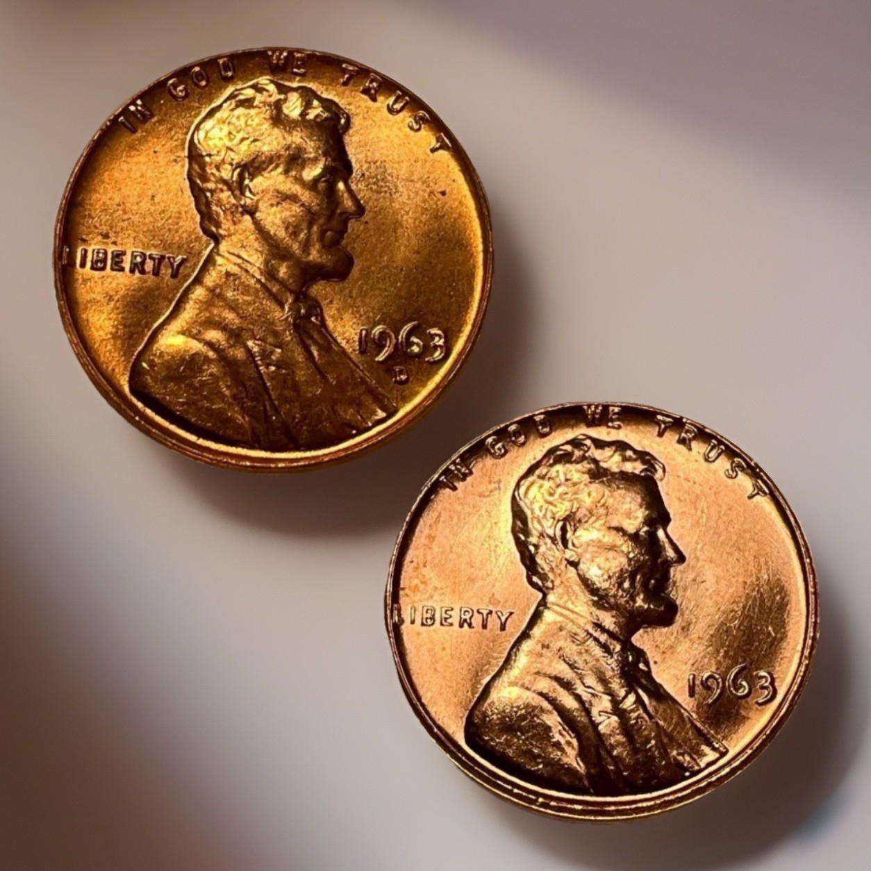 1963 P D Lincoln Memorial Cent BU 2 Coin Set Brilliant Uncirculated