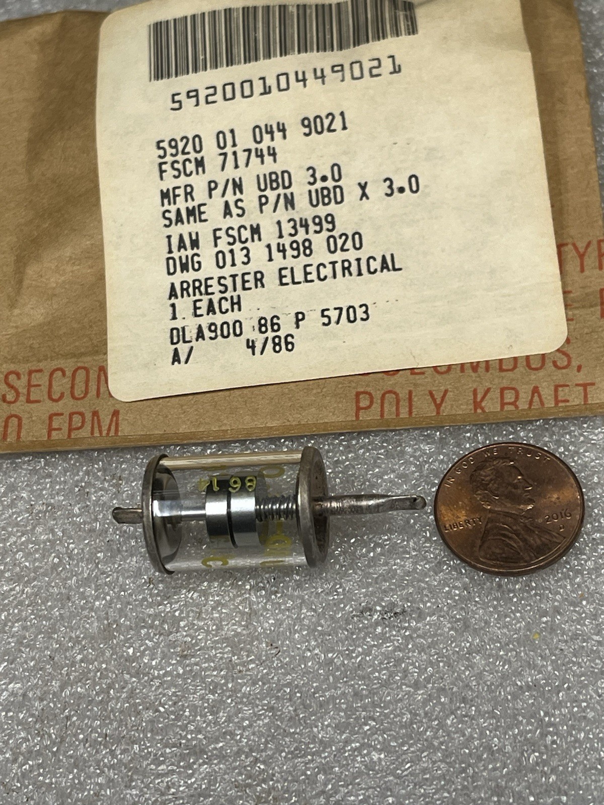 RARE NOS TINY SPARK GAP 013-1498-020 Surge Protector NSN 5920-01-044-9021 BENDIX