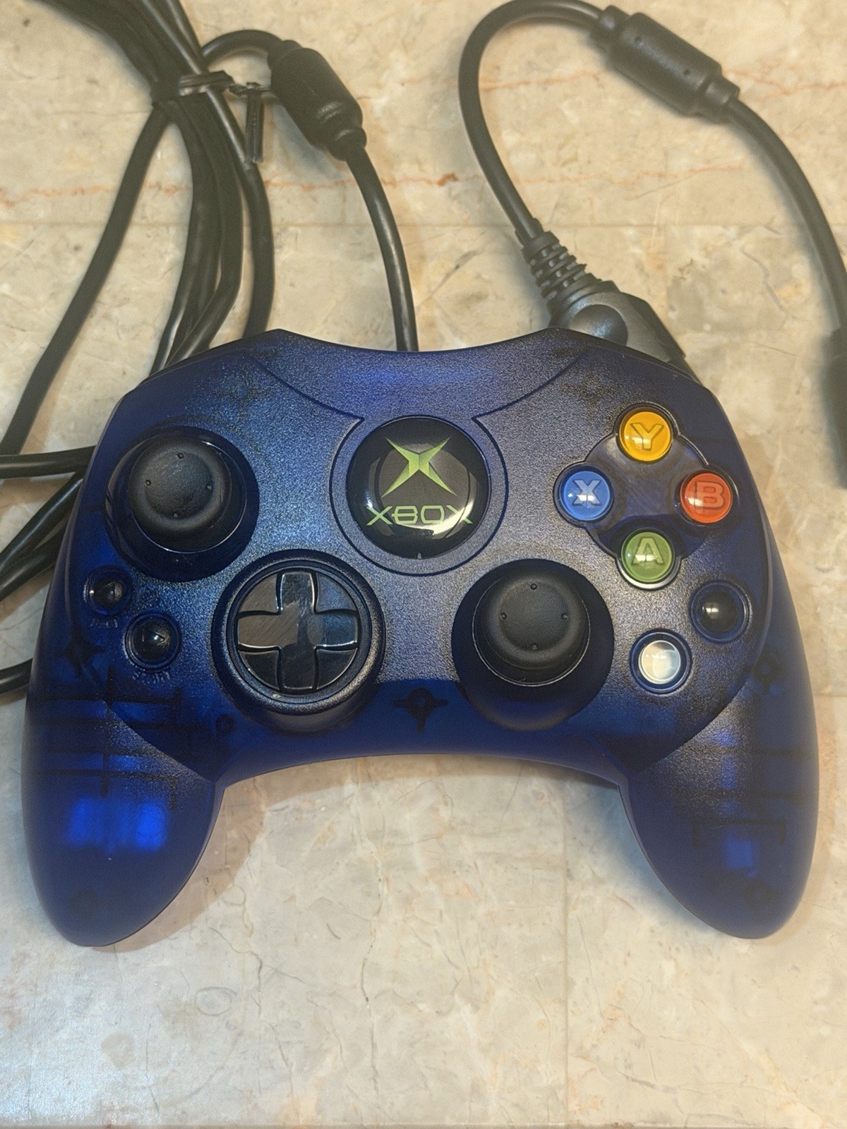 Original Xbox OEM S Type Blue Controller New Sticks & Break Cable
