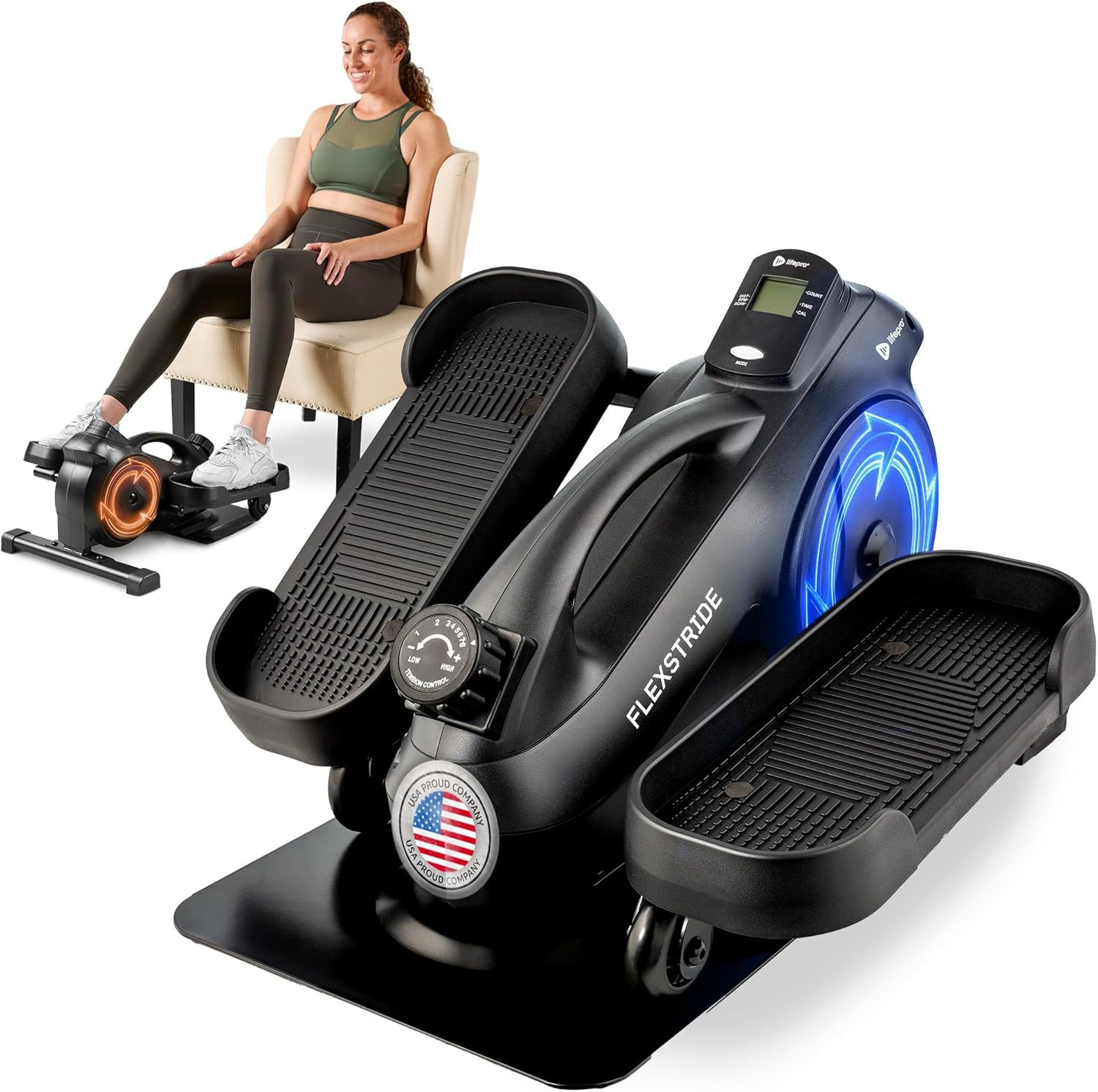 Portable Under Desk Elliptical Exercise Machine - Manual Pedal Exerciser for Hom
