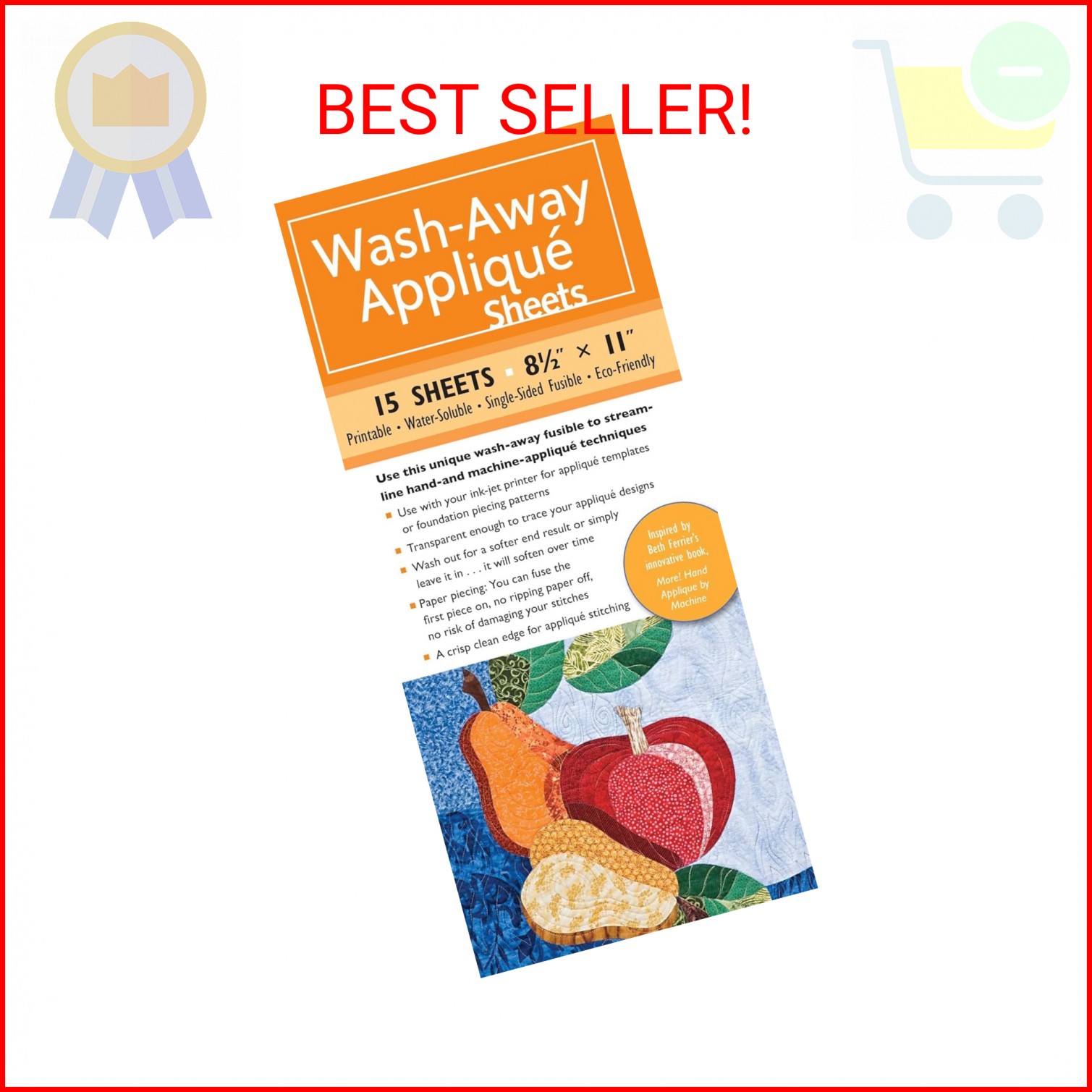 Wash-Away Appliqué Sheets: 15 Sheets - 8 1/2" x 11" - Printable - Water Soluble