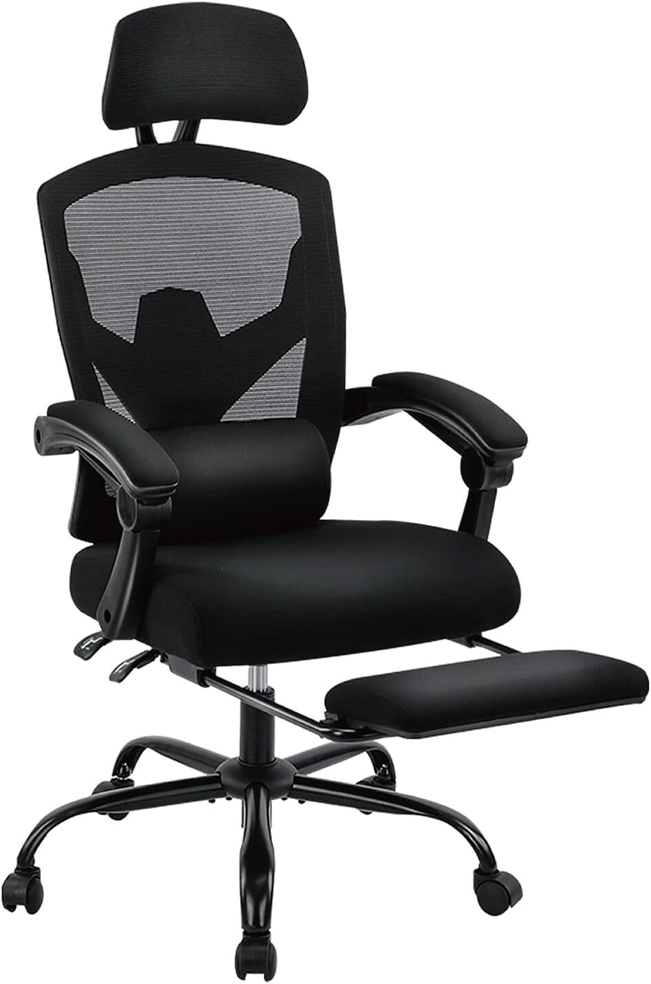 Swivel Office Chair Retractable Footrest with Lumbar Support Pillow Black/Grey