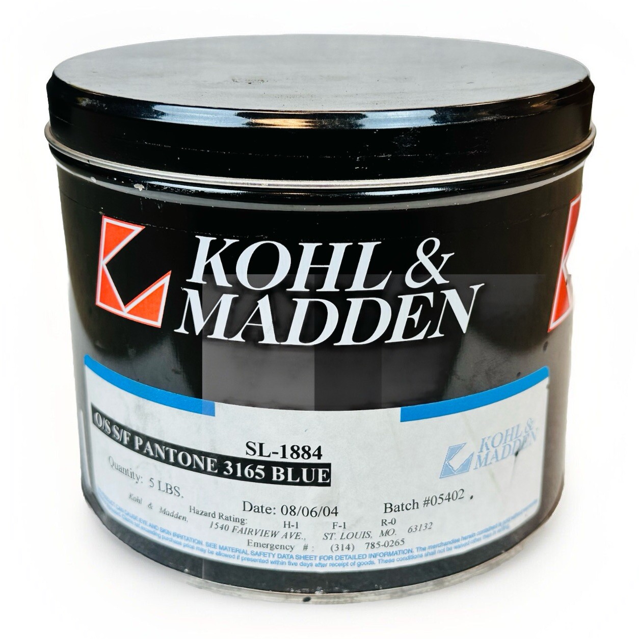 KOHL & MADDEN **BLUE** OFFSET PRINTING INK OIL BASED 3 LBS PANTONE # 3165 BLUE