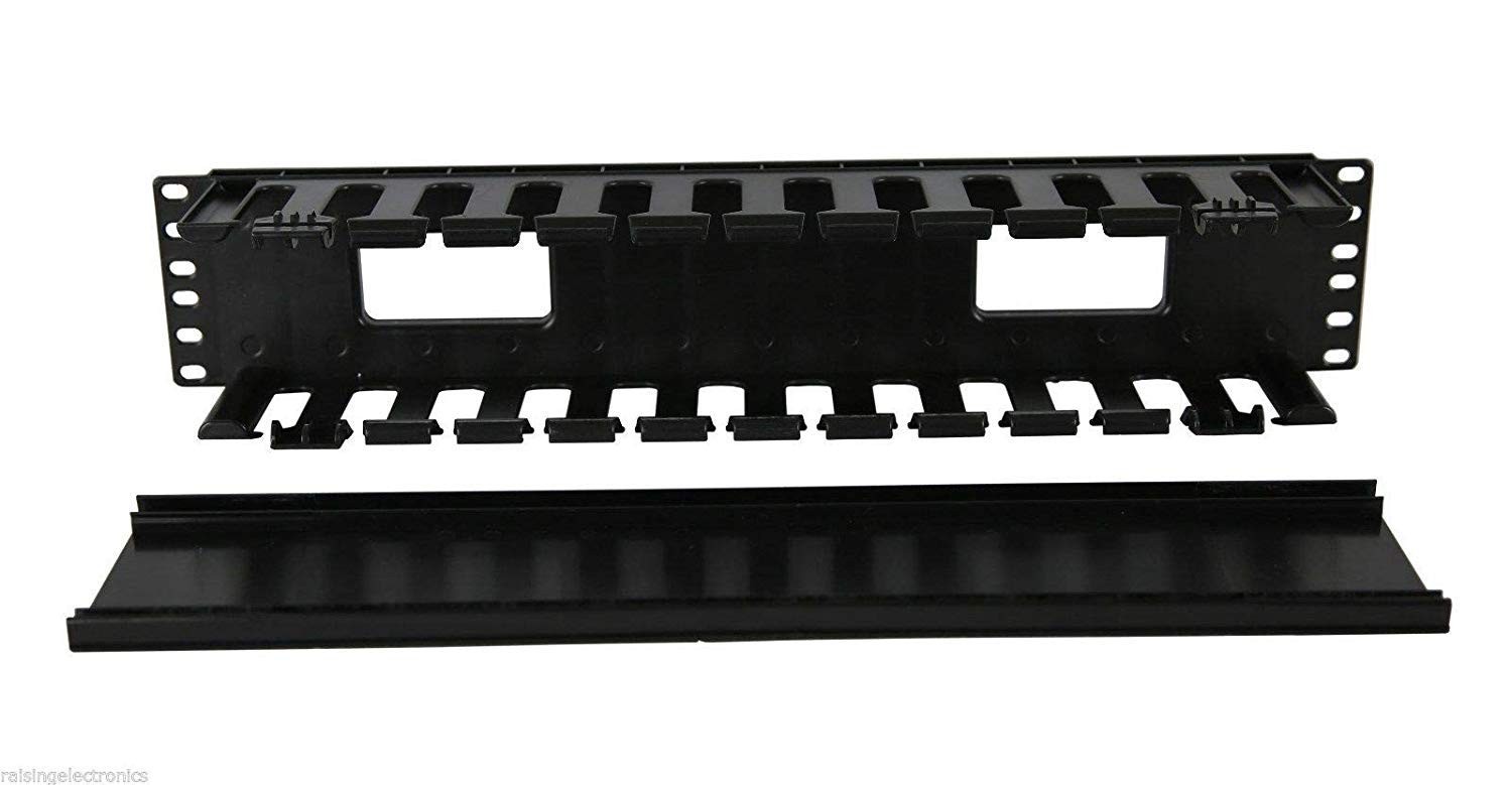 2U Horizontal Rack Mount Cable Management Unit with Panel Plastic 19"