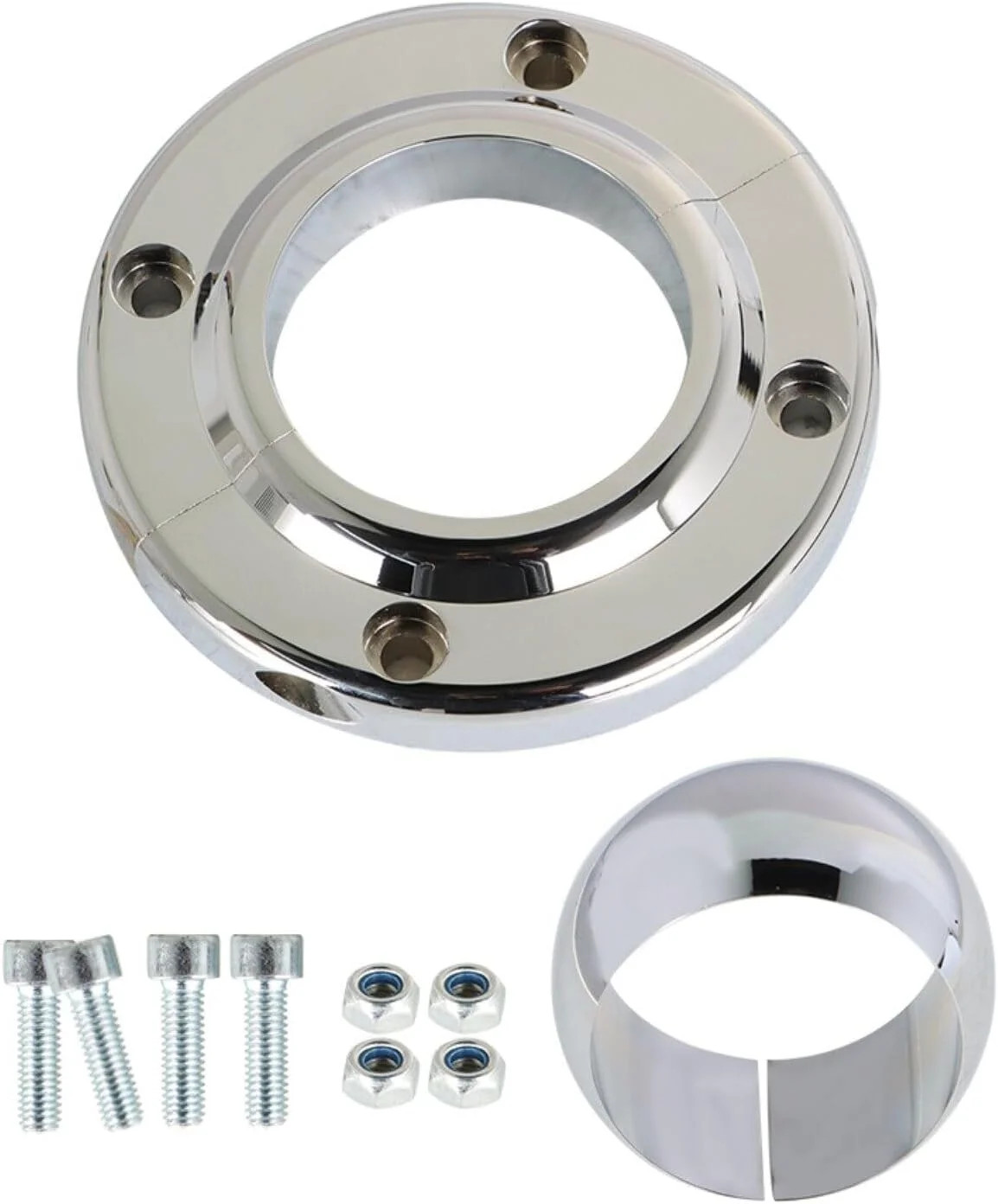 LABLT Chrome Steering Column Floor Mount Replacement for 2 Columns Swivel SBC BB