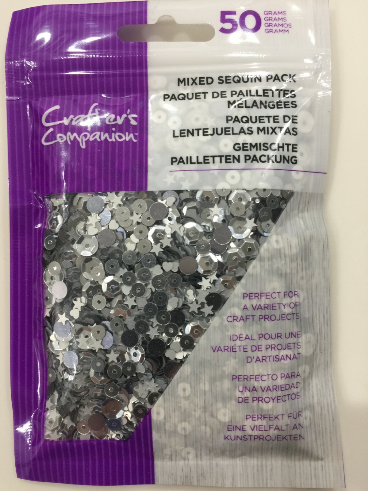 Crafter's Companion Mixed sequin pack silver new