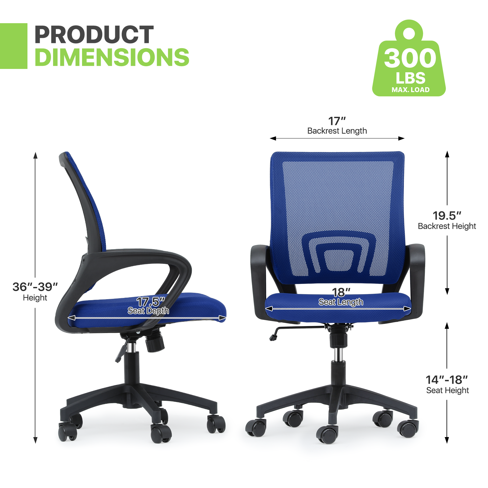 Executive Chair Fabric Breathable Mesh Computer Desk Chair Blue Conference Seat