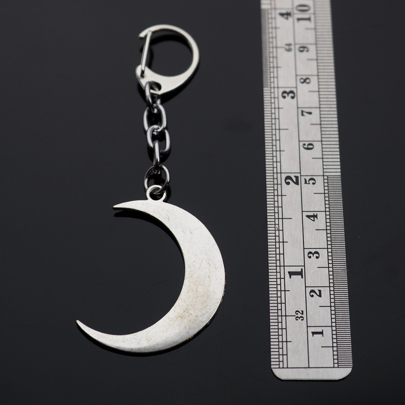 Crescent Moon Silver Pendant Keychain Gift Key Chain Cilp On Bag