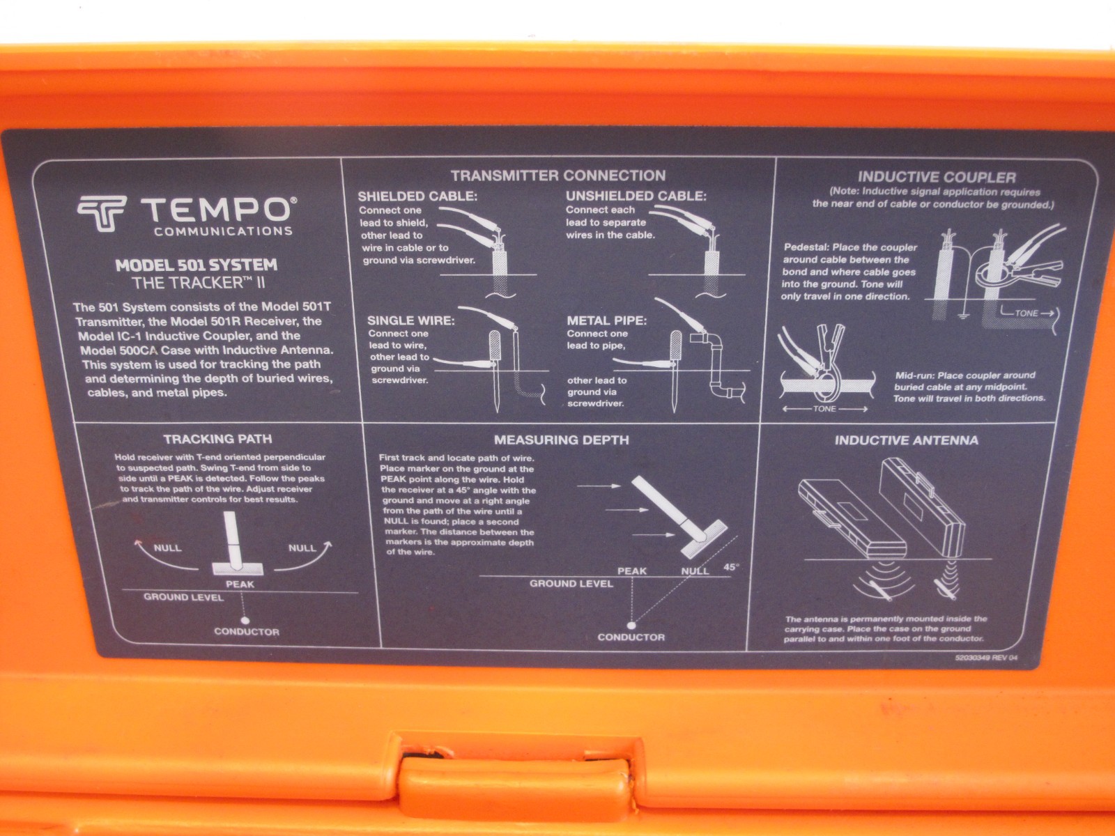Nice Tempo Communications model 501 tracker II cable locating system