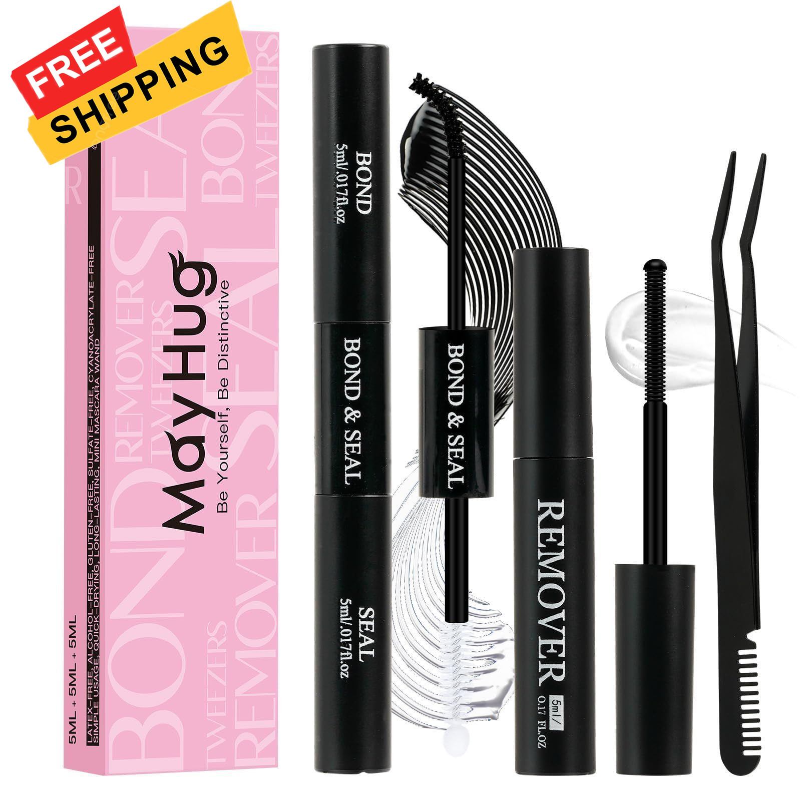 Mayhug Lash Bond and Seal with Glue Remover 1 count (Pack of 1), Black