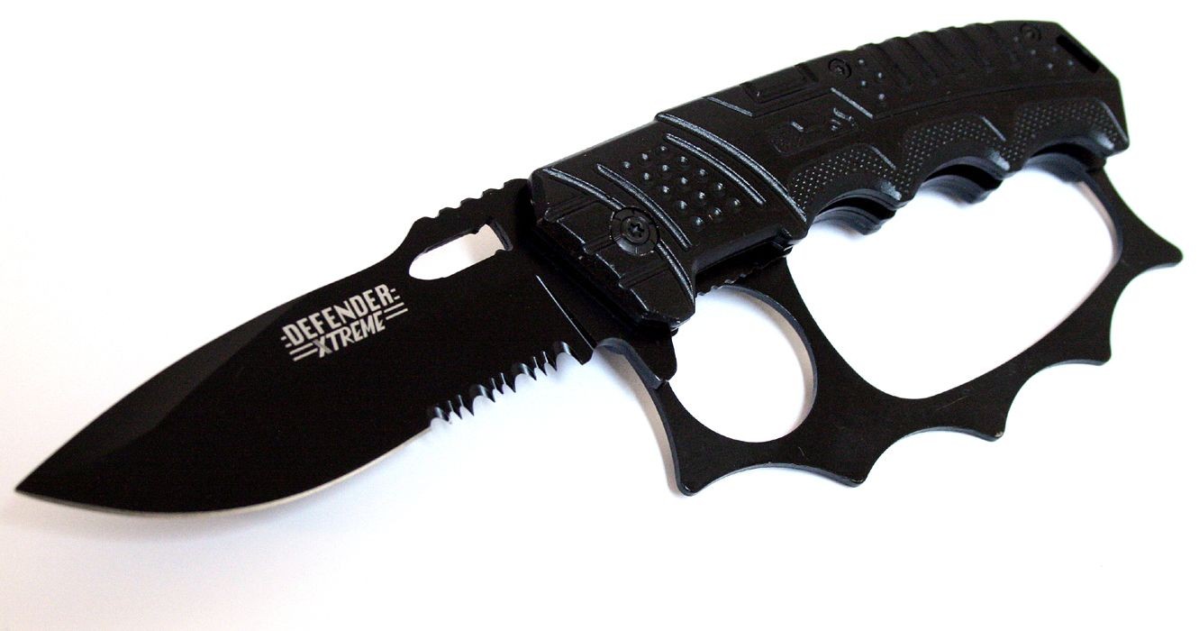 8" Black Heavy Duty Folding  Assisted Knife W/Belt Clip