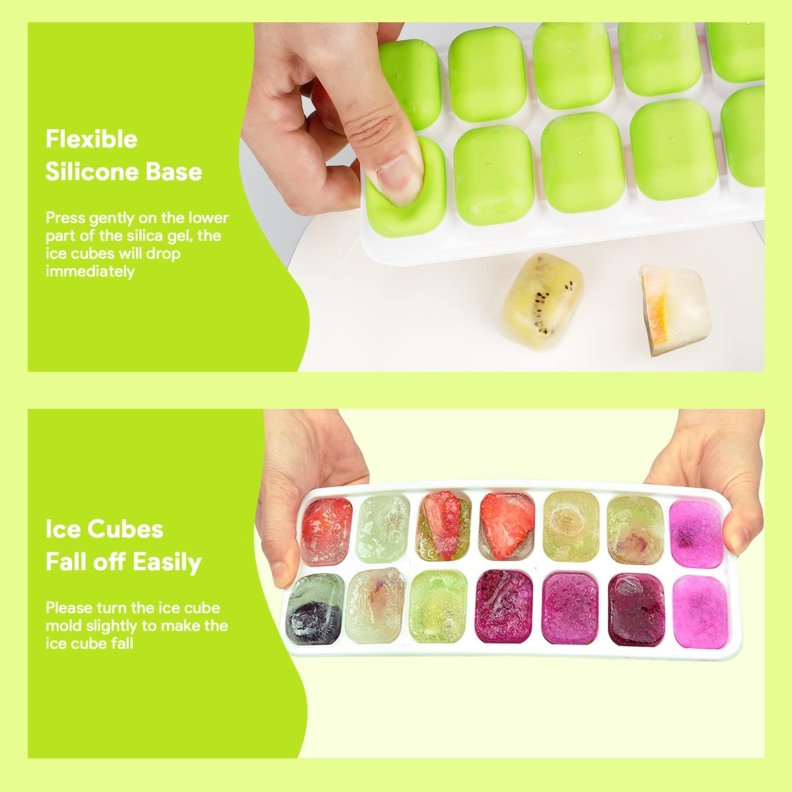 Ice Cube Trays 4 Pack Silicone With Removable Lid Easyrelease Flexible 14cube Tr