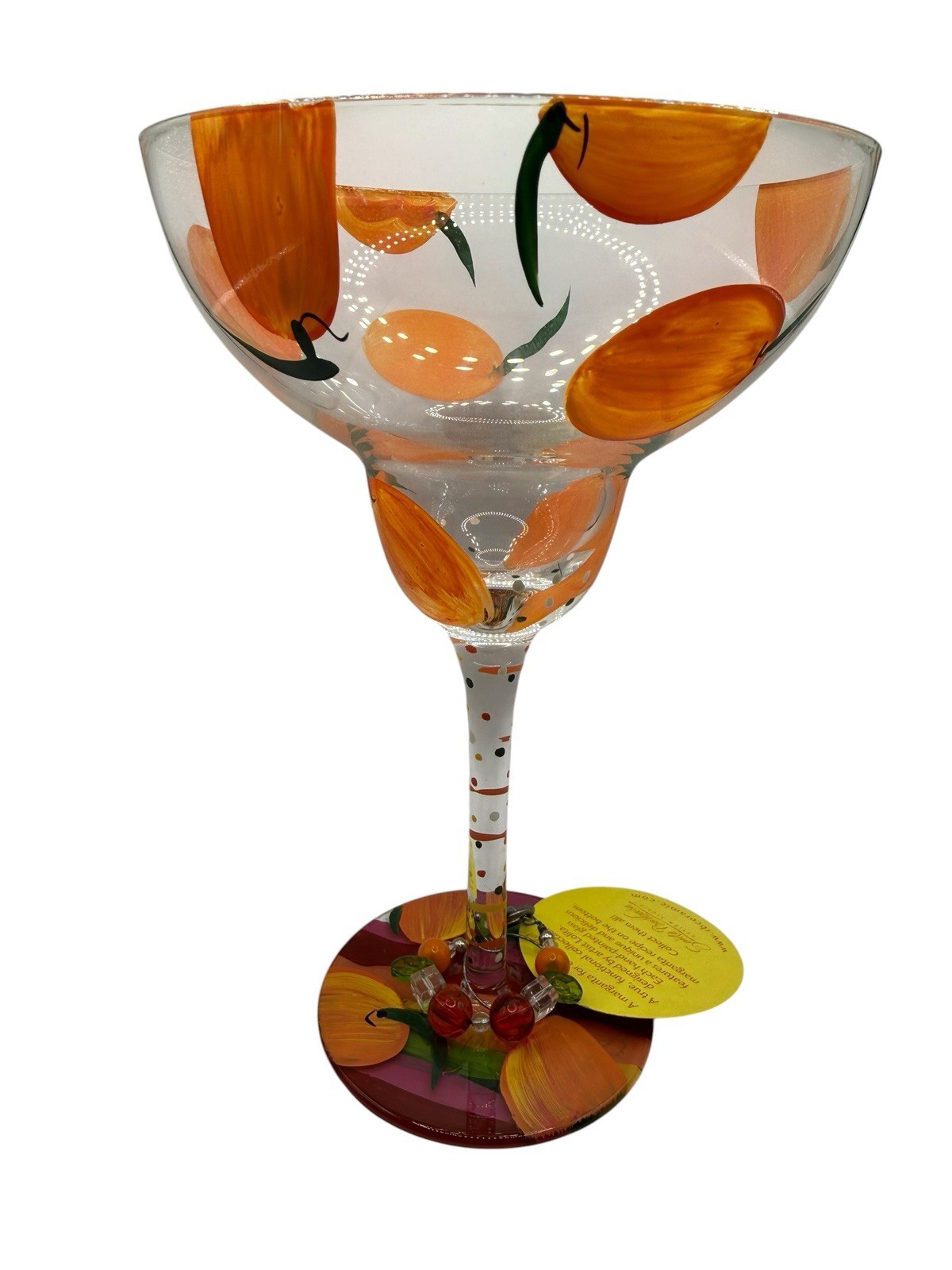 Lolita Hand-painted Love My Margarita Glasses Peach NWT