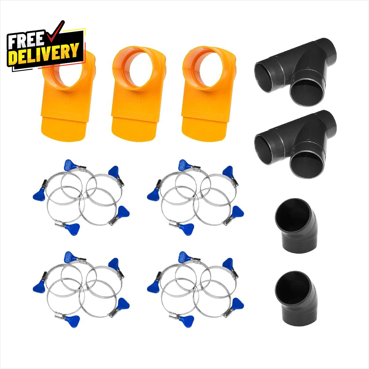 2-1/2 Inch Dust Collection Fittings Kit with Connectors Blast Gates and Stai....