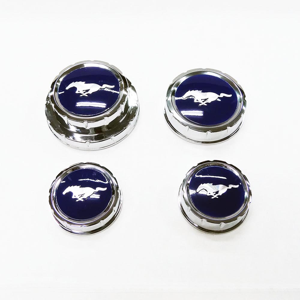 Fits 11-14 Mustang GT Radiator Oil Brake Washer Fluid Cap Cover Pony Blue