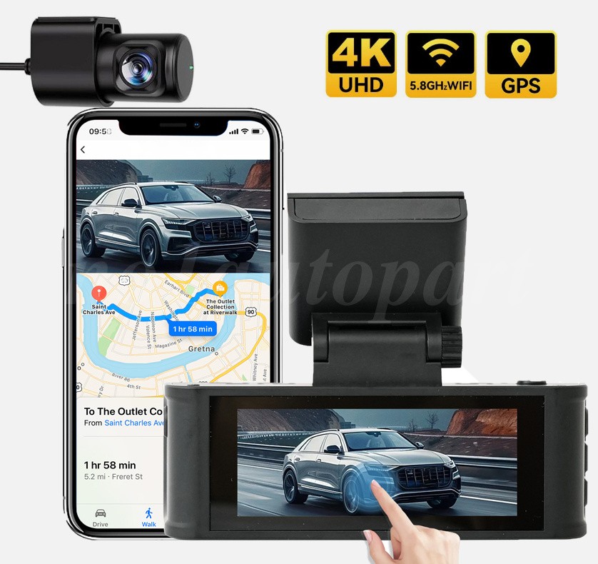3.18''Touch Screen Dash Cam for Cars 4K Dash Camera Front Dual Lens Sony Starvis