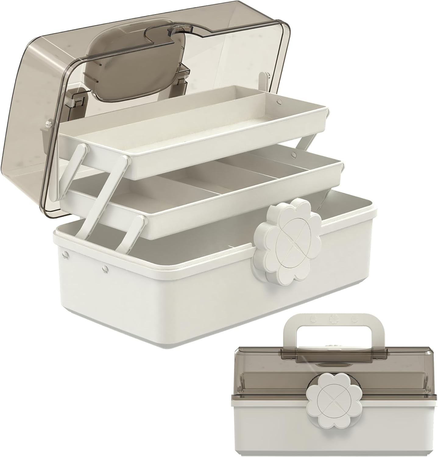 3-Layer Plastic Dividing Storage Box，Multifunctional Plastic Tool Box W/ Handle