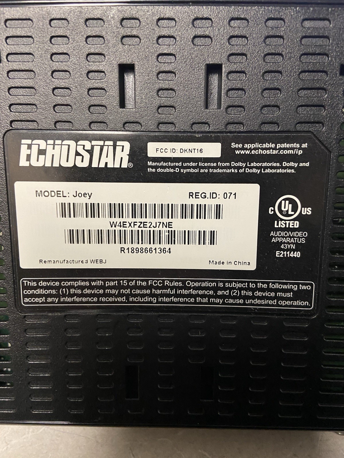 Dish Network ECHOSTAR Wireless Joey Access Point W Remote