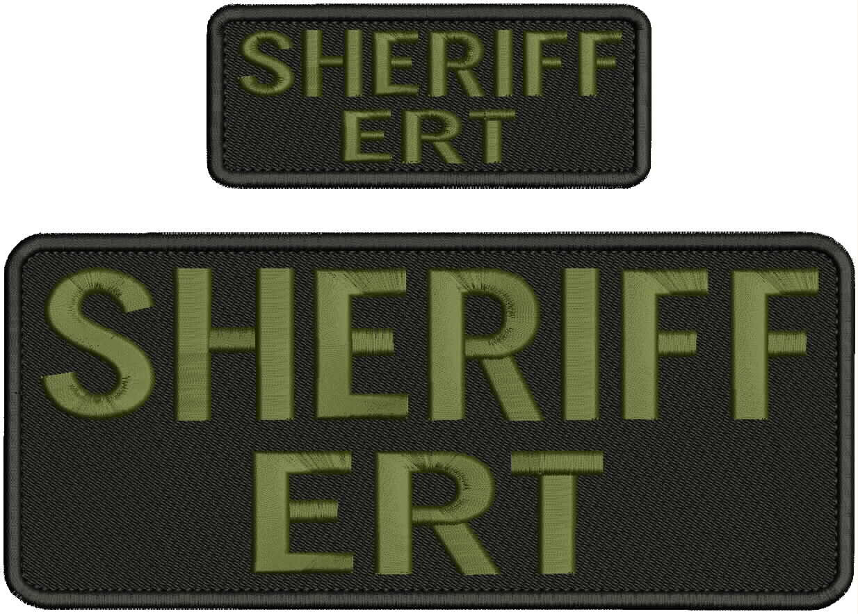 Sheriff Ert 2 Embroidery Patch 4x10 And 2x5 Velcr@ On Back Od Green On Black